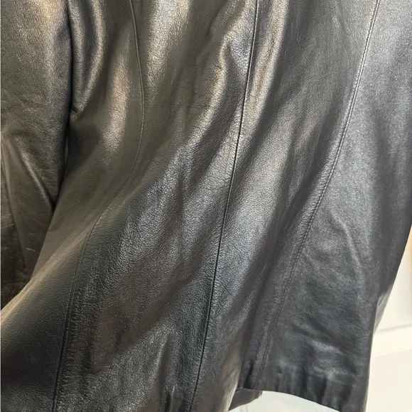 Maxima Black Leather Button-Front Jacket - Picture 9 of 12